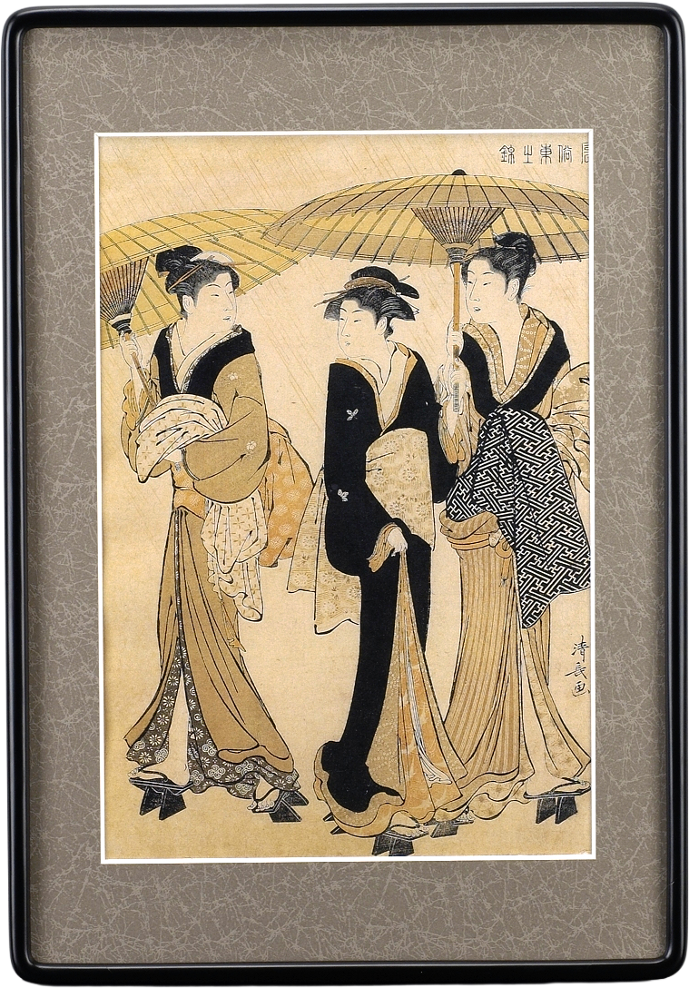 風俗東之錦「雨中三美人」