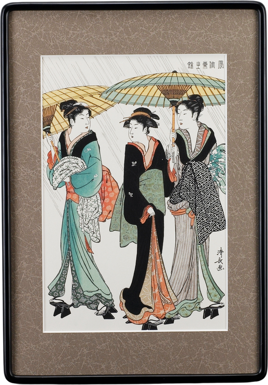 風俗東之錦「雨中三美人」